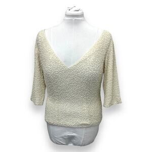 Morgan-Gual Vintage Womens Beaded Silk Lined V-Neck Top Size 8